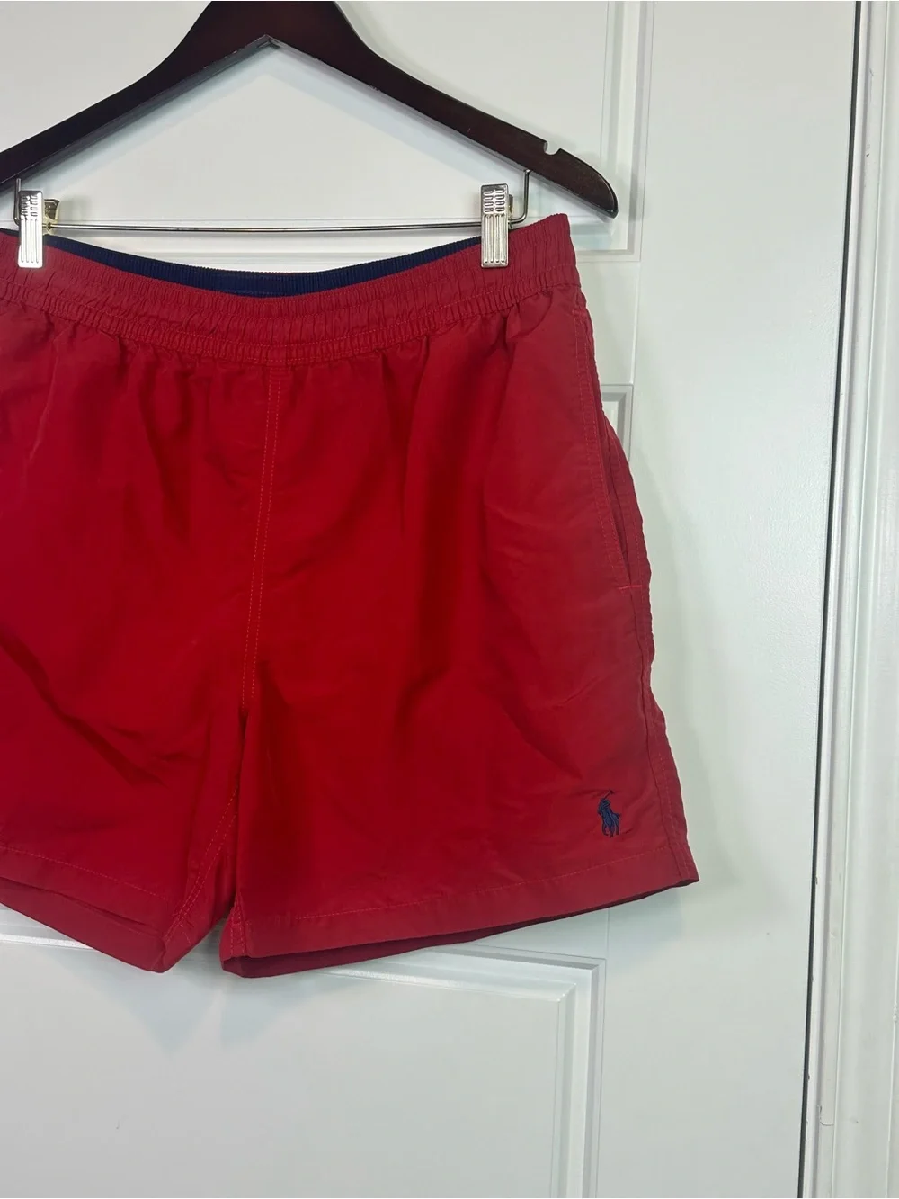 Polo Ralph Lauren Mens Classic Red Embroidered Logo Lined Swim Trunks Size L